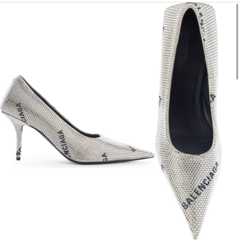 Balenciaga Square Knife Crystal Embellished Pointed Toe Pump, NIB , 39 EU 9US